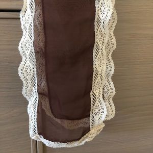 Brown with Lace Trim Belt Tie